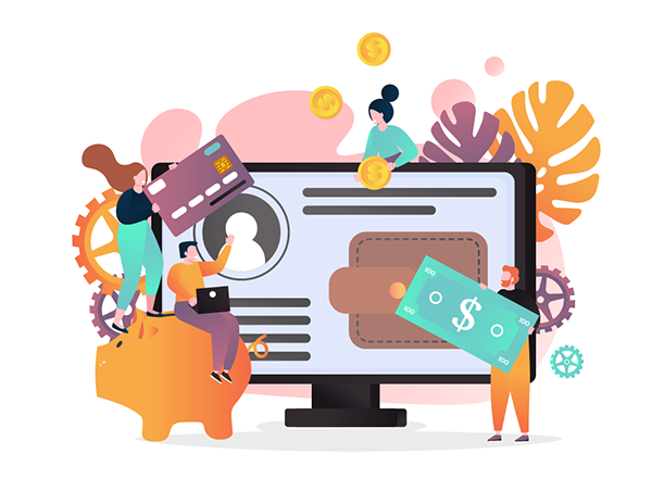 Consumers purchasing online with credit cards and cash-based payments.