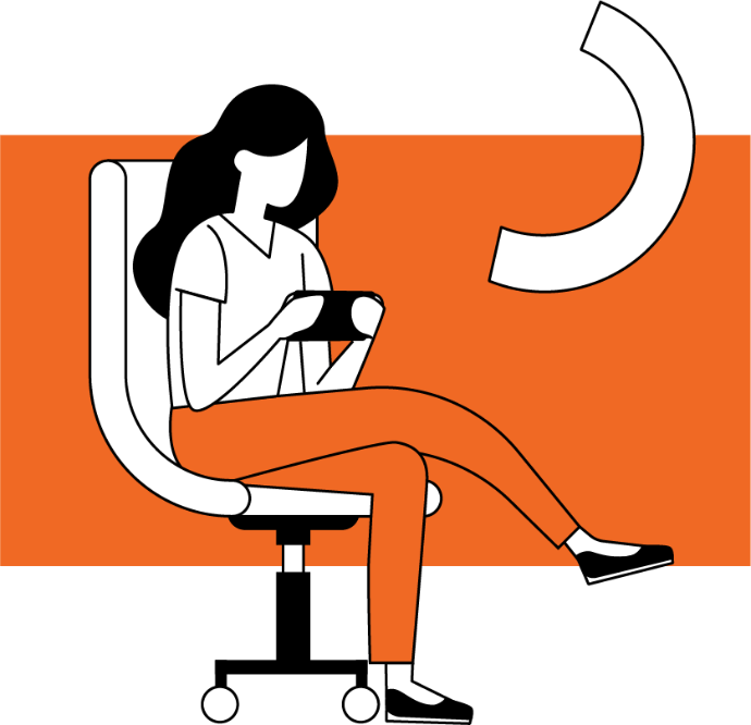Woman plays video games using her smartphone.