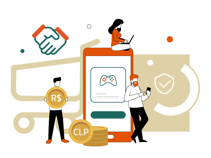 Consumers purchasing online via a laptop and smartphone.